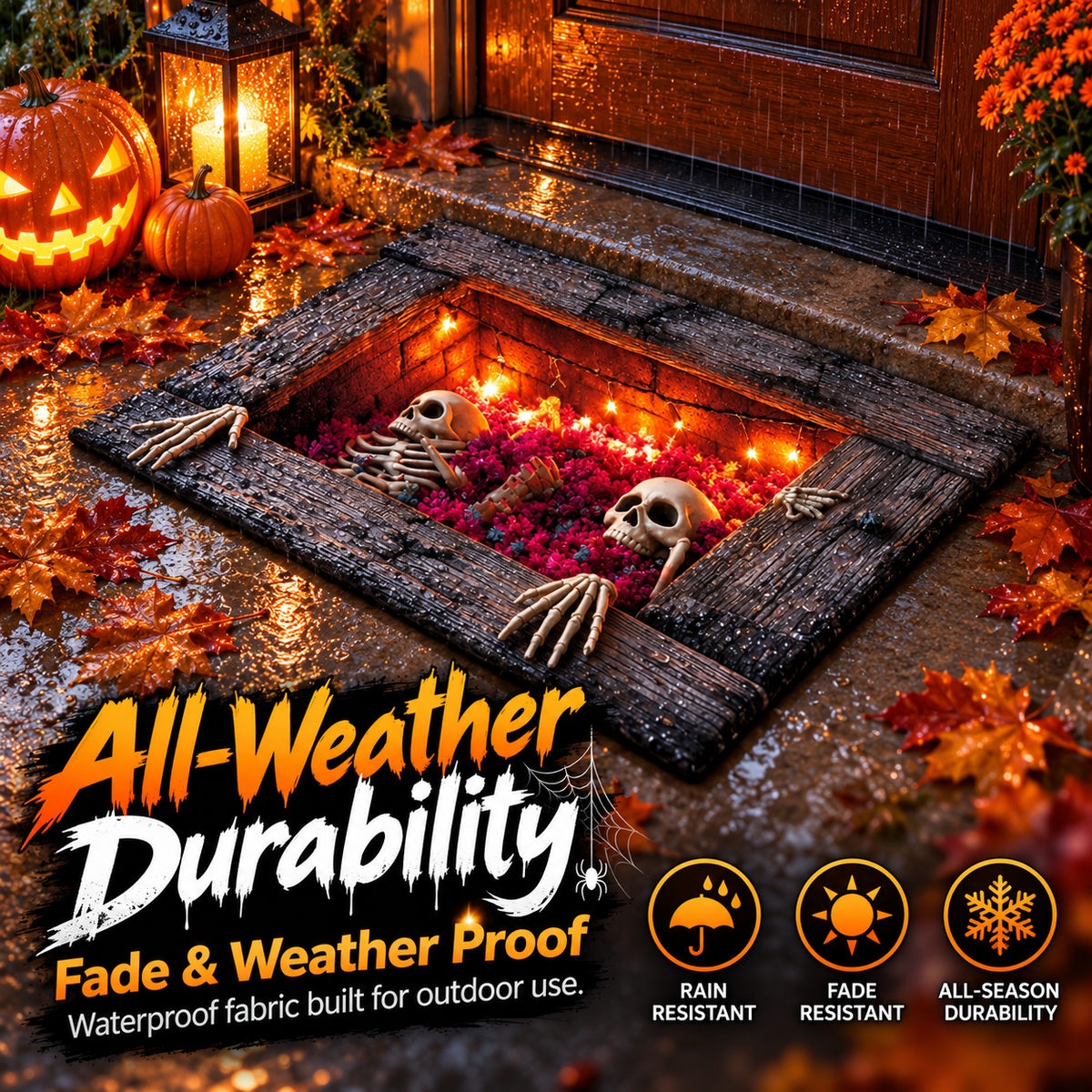 Halloween 3D Pit Illusion Welcome Mat - Non-Slip Horror Door Mat 🎃