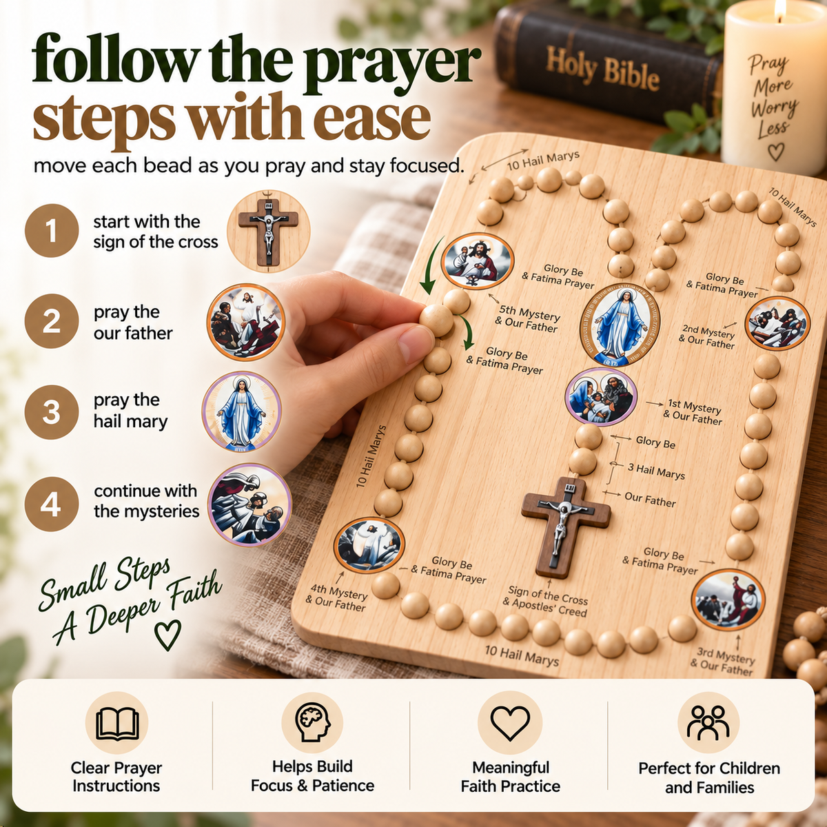 Catholic Rosary Prayer Board for Kids & Families – Hands-On Faith Learning Kit