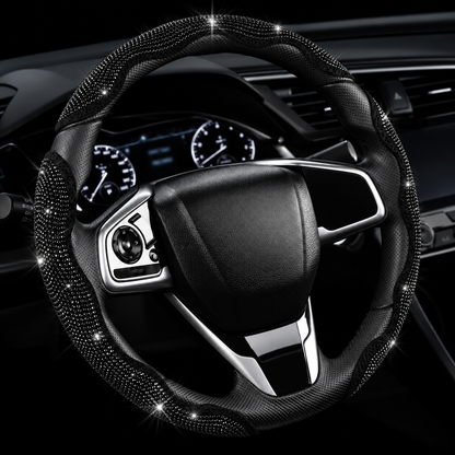 💎 Sparkly Crystal Carbon Fiber Steering Wheel Protection Set 🏎️