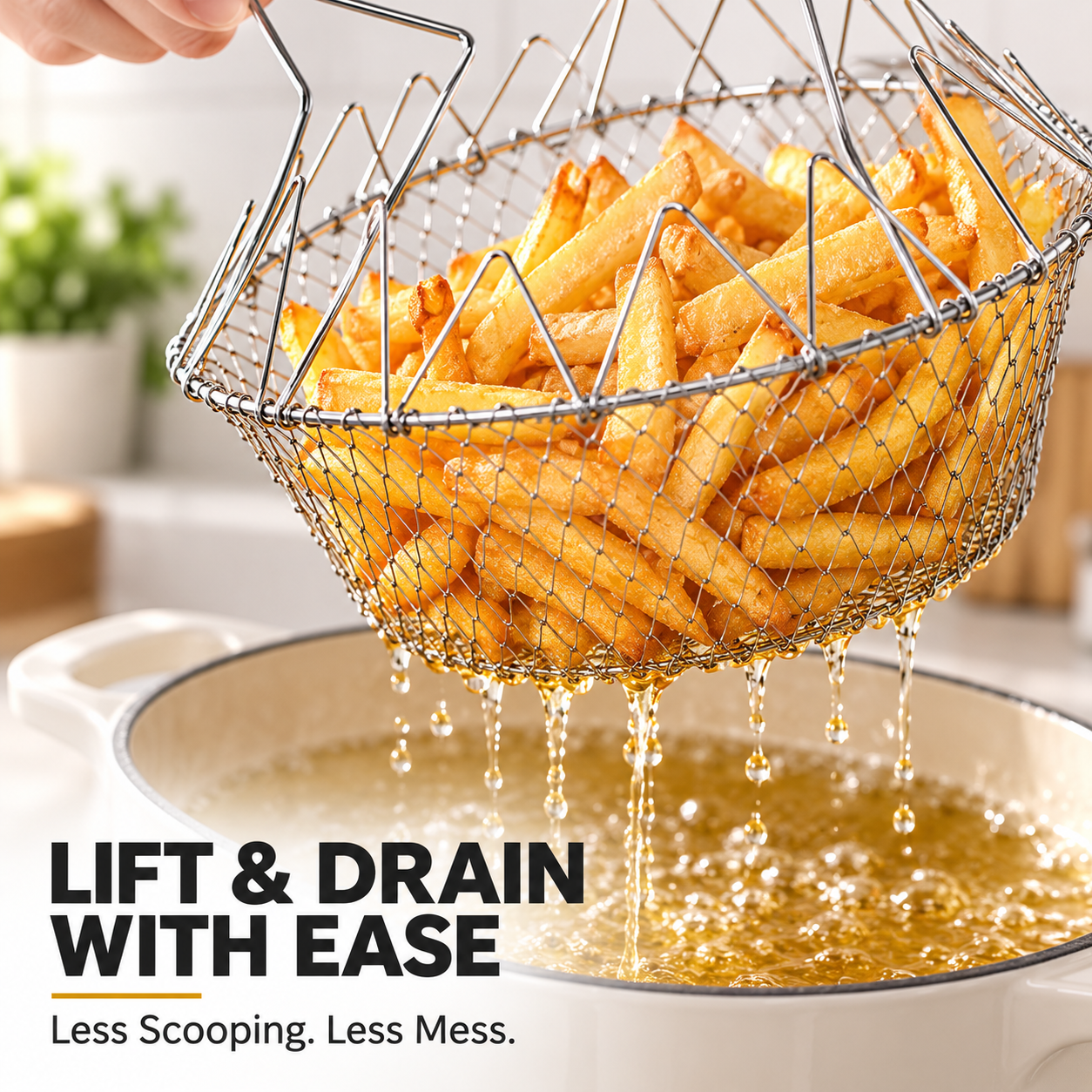 🔥Limited-Time 49% OFF – Foldable Stainless Steel Frying Basket & Colander ✨