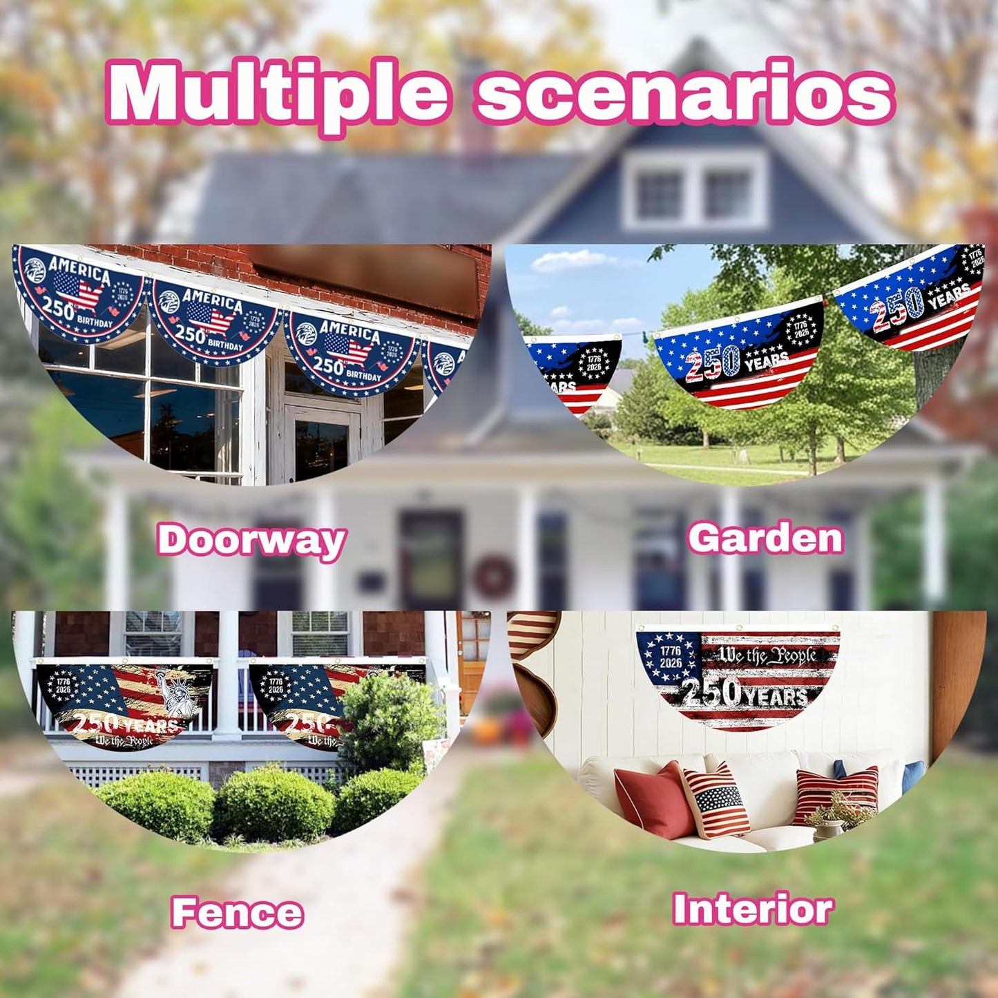 Happy 250 Years Birthday USA Flag | America Anniversary Flag | Patriotic 4th of July Flag | Independence Day House Flag Garden Flag