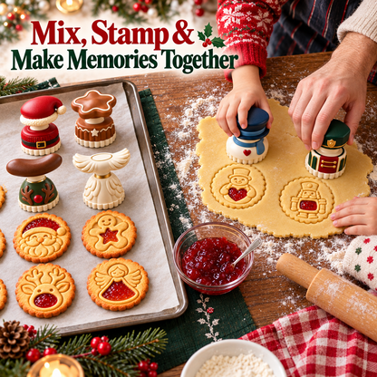 Christmas Jam Cookie Press – Festive Character Handles & Embossed Designs