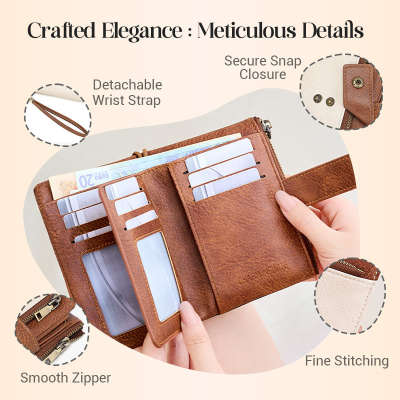 🔥Women's Retro Style RFID Blocking Tri-fold Wallet