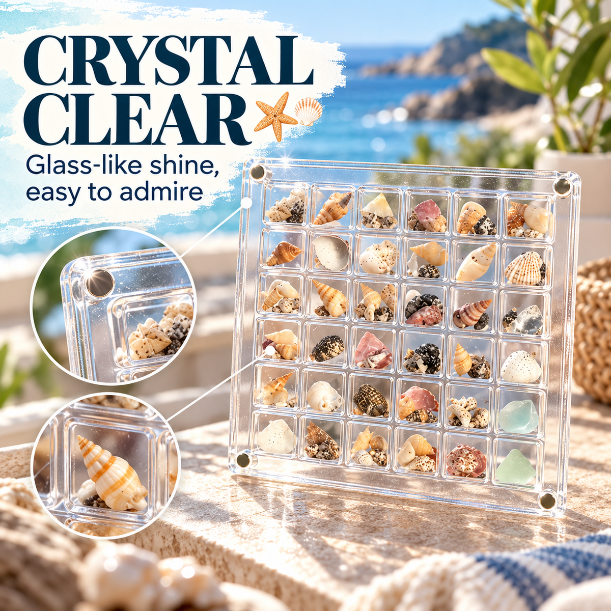 36-Grid Clear Acrylic Organizer Box for Small Collectibles ✨
