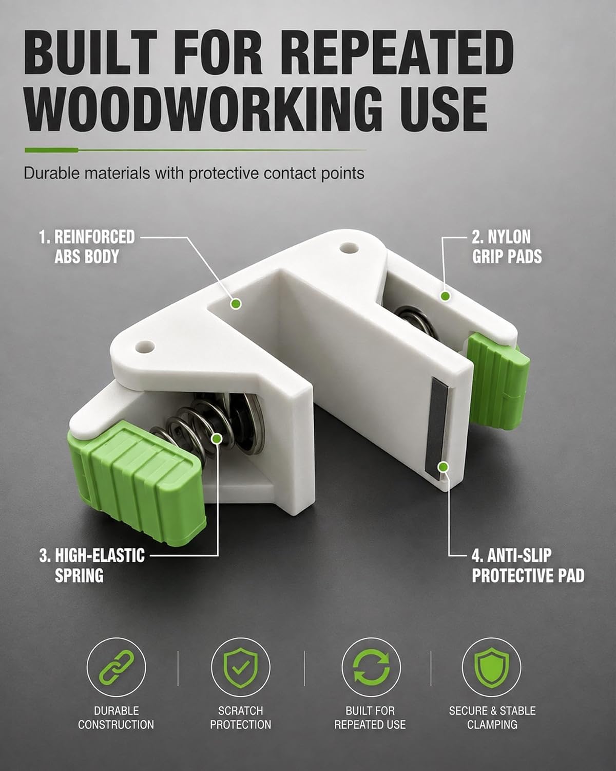 Woodworking Scribe Jig & Cabinet Filler Clamp Tool, Dual-Side Spring-Loaded Fast Clamp for Holding, Aligning, and Marking Panels, with Protective Pads for Scratch-Free Installation