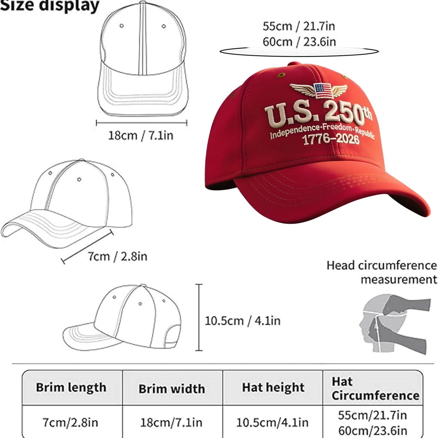 🔥Celebrates the U.S. 250th Anniversary Retro Washed Cap