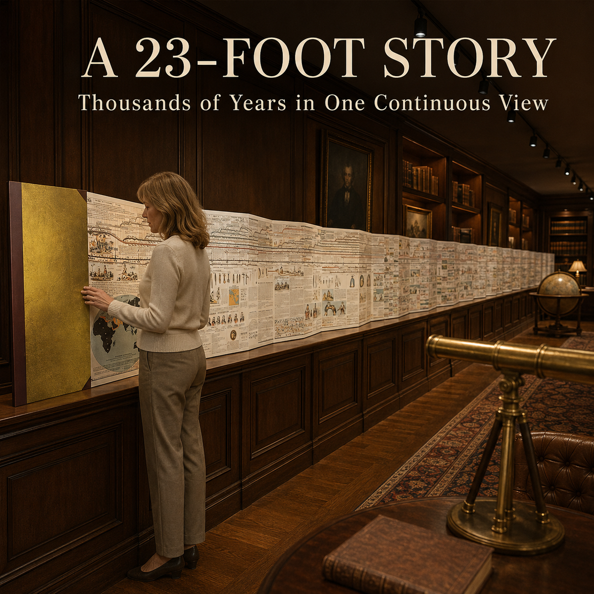 Adams' Time Chart: Vintage Hardcover World History Timeline Map Book