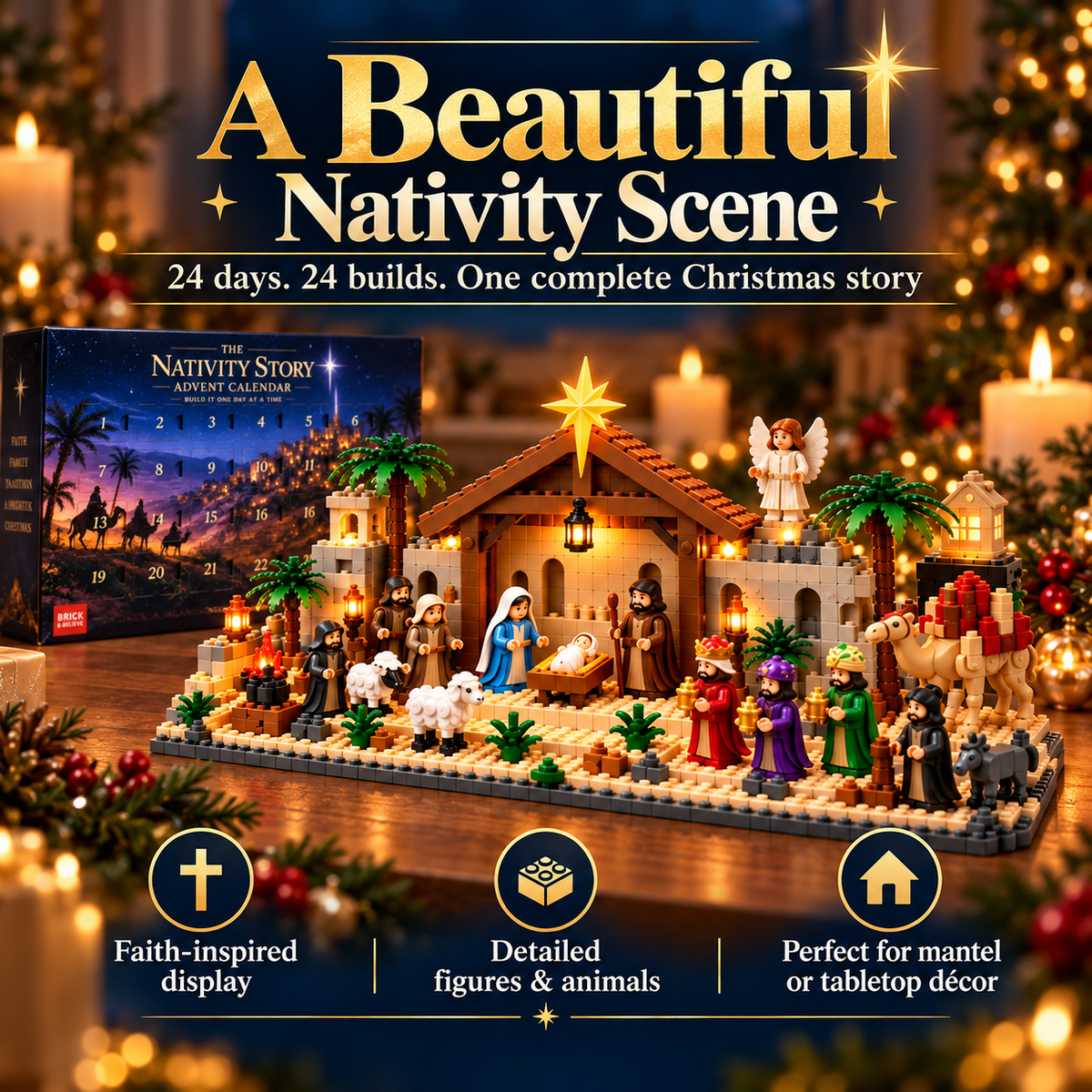 Nativity Advent Calendar – 24-Day Buildable Christmas Nativity Set