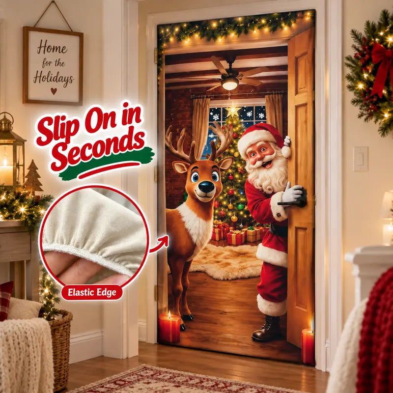 🎄 Christmas Door Makeover Cover Transform Your Front Door Into A Magical Holiday Entrance In Seconds