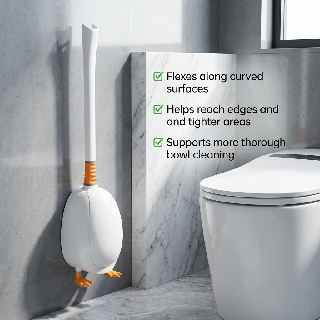 Cute Duck Silicone Toilet Brush – Flexible Deep-Clean Design