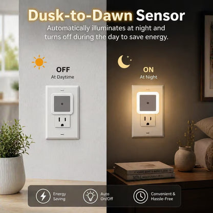 🎉6-Pack Dusk-to-Dawn LED Night Lights (Warm White, Plug-In)