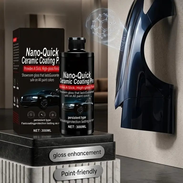 Automotive nano-ceramic coating features dust-repellent and hydrophobic properties, along with a long-lasting shine.