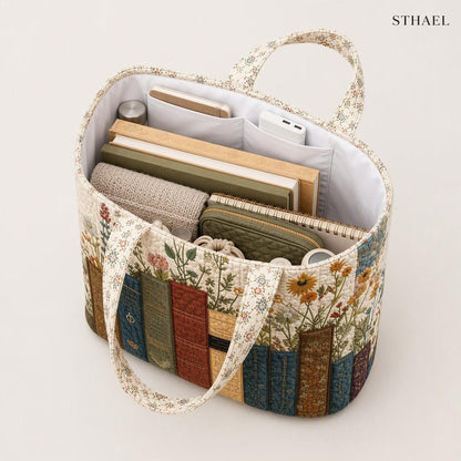 Women’s Vintage Library Quilted Tote Bag