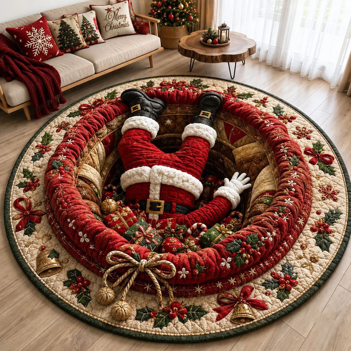 🎄 Christmas 3D Illusion Rug – Magical Holiday Portal Floor Decor