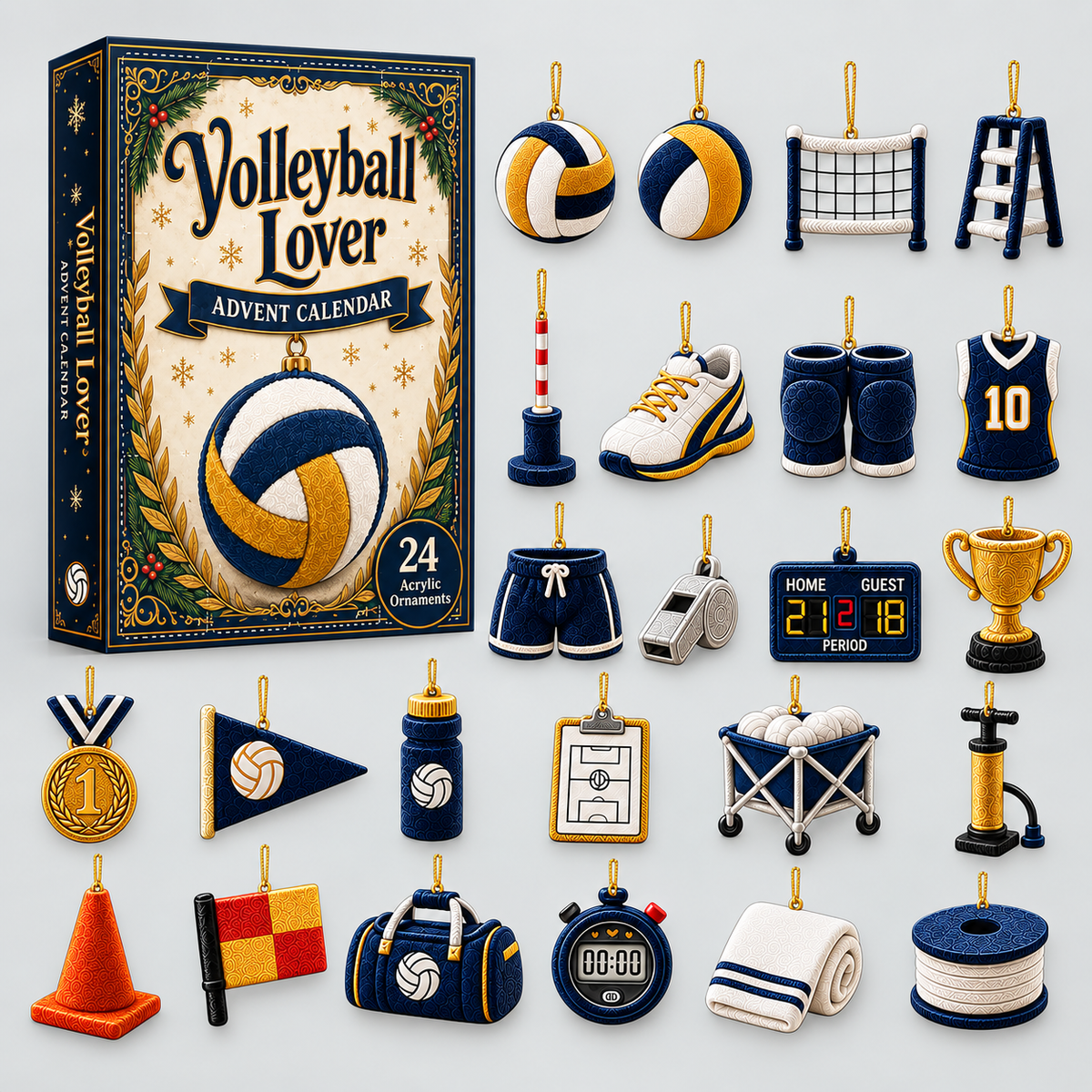 🎄 LAST CHANCE 50% OFF – 24-Day Volleyball Advent Calendar With 24 Game-Day Ornaments 🏐