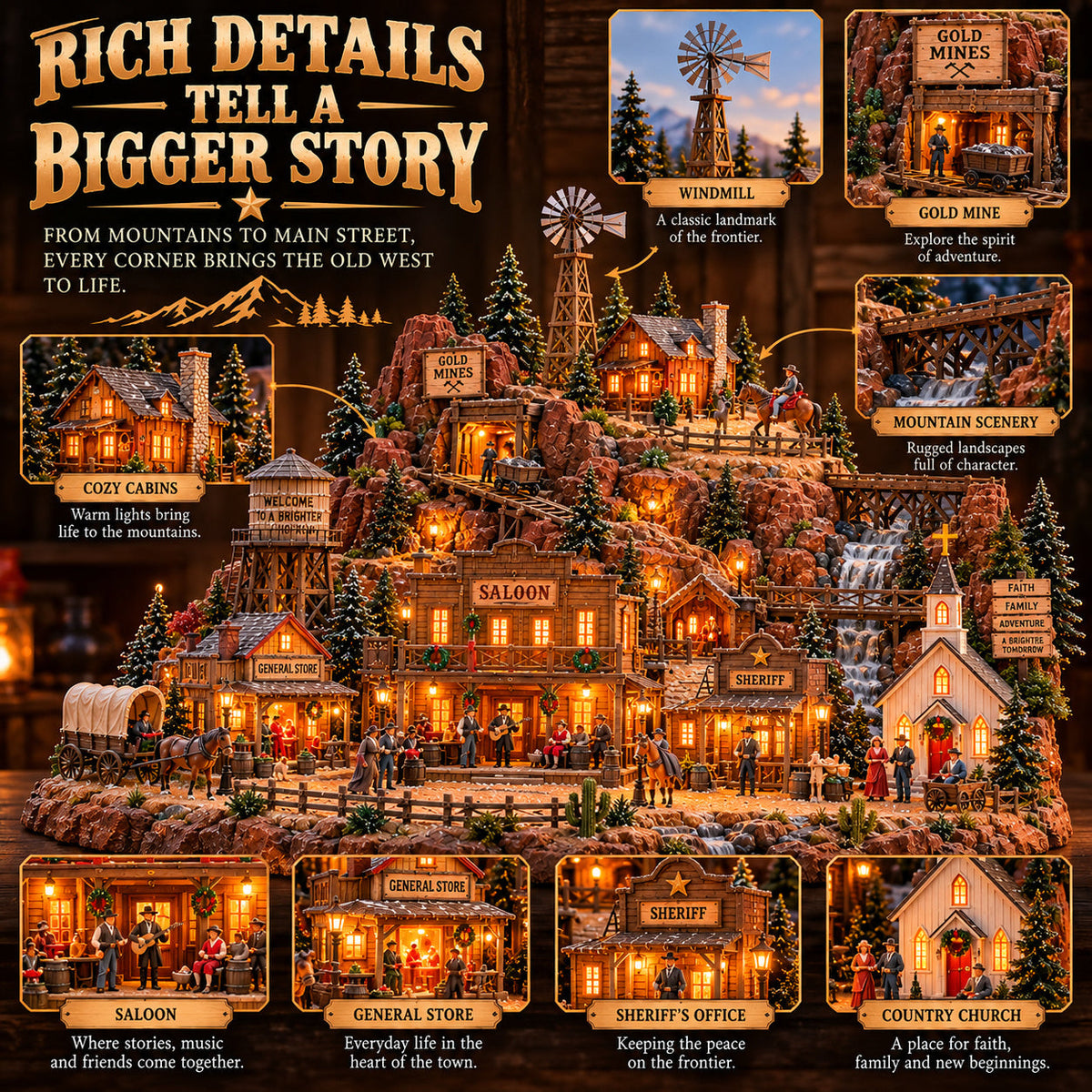 The Old Western Frontier – Lighted Miniature Western Village