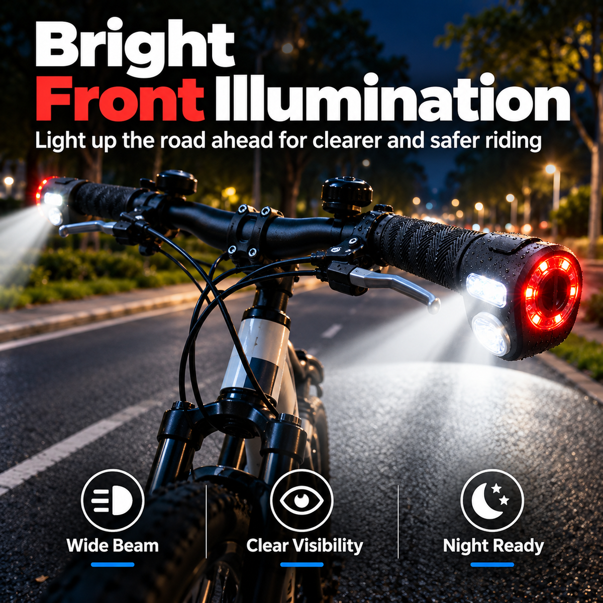 🚴Bike Bar-End Safety Lights (Pair) | USB Rechargeable, Front & Rear Visibility, Hidden Mount