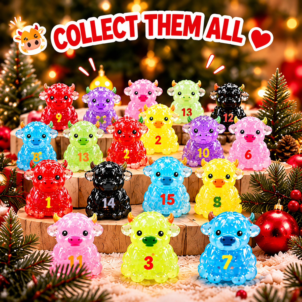 🔥Last Day 50% OFF-🐮Christmas Highland Cow Squeeze Toy Advent Calendar