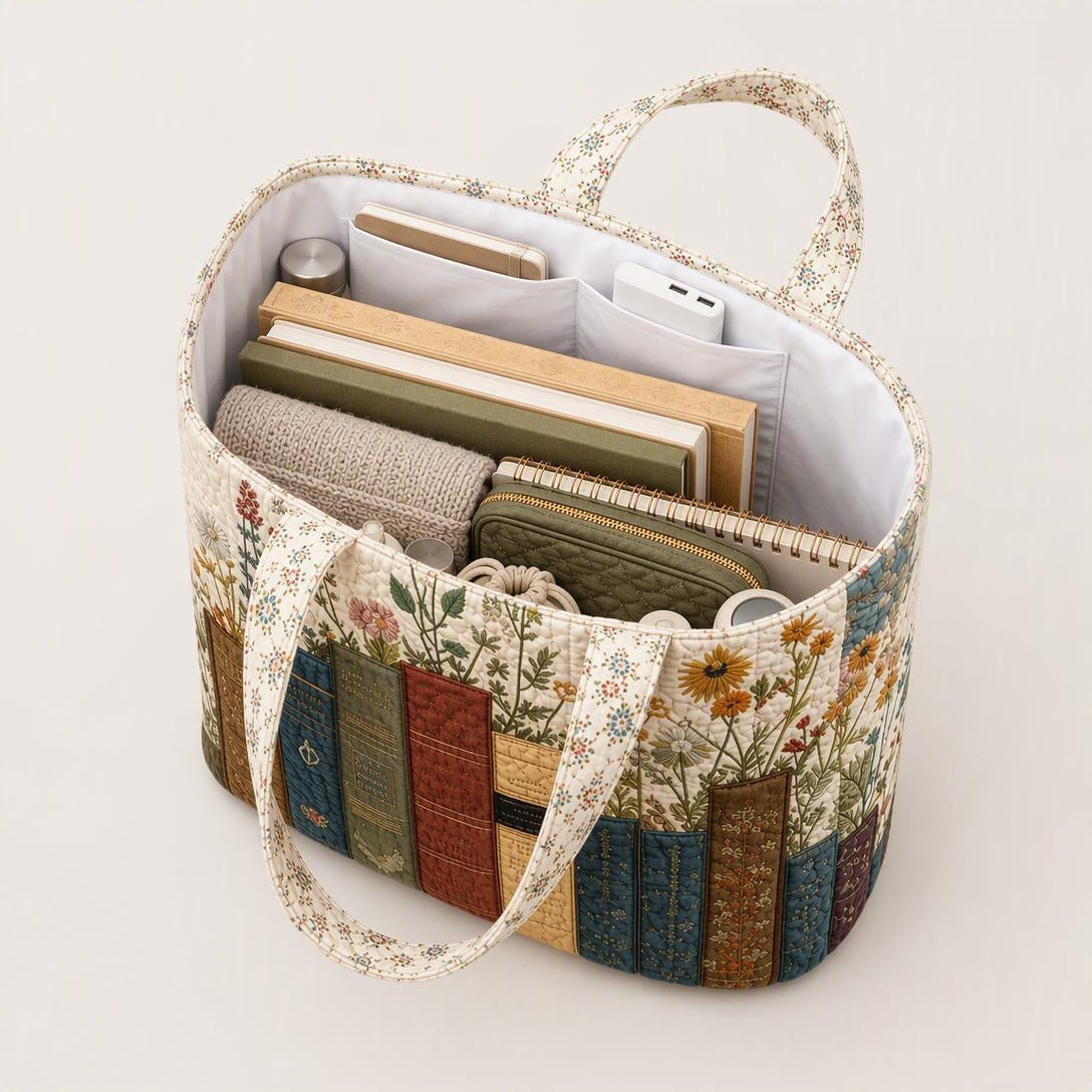 Women’s Vintage Library Quilted Tote Bag