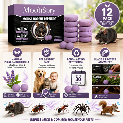 🔥 Limited Edition 50% OFF 🟣 Natural Peppermint Rodent Repellent Tablets – 12 Pack