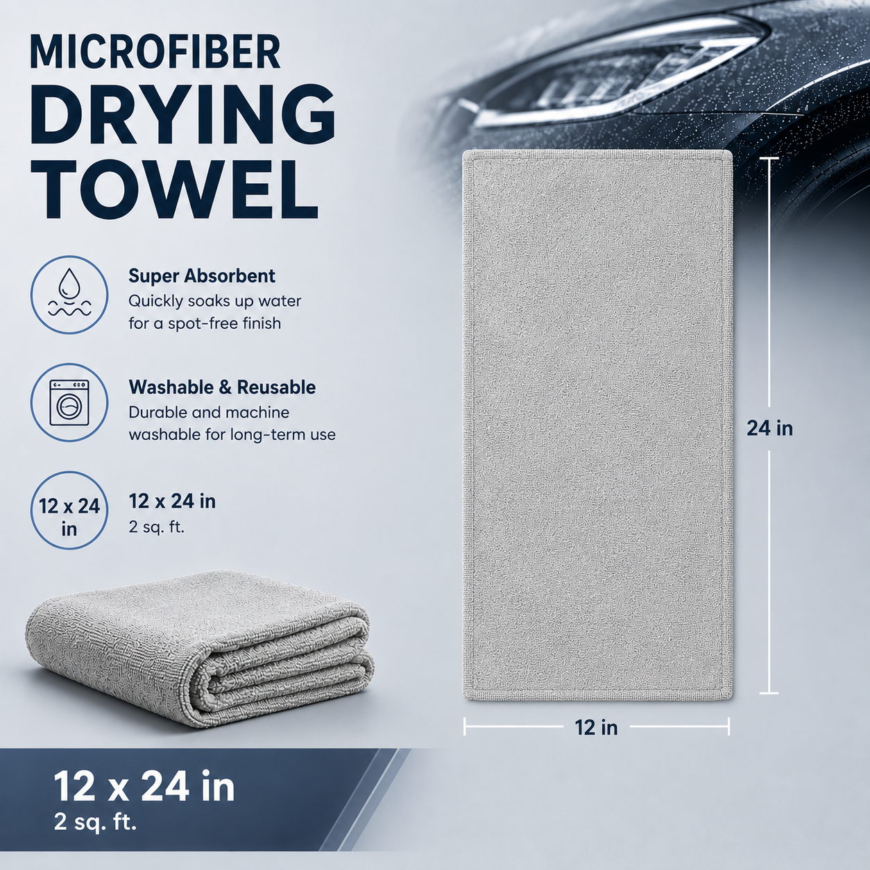 Ultra Absorbent Microfiber Drying Towels – Scratch-Free Car Detailing Cloth for Paint, Glass & Trim