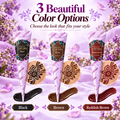 Henna Tattoo Kit with Stencils – Temporary Body Art Cones for Hands & Creative Designs