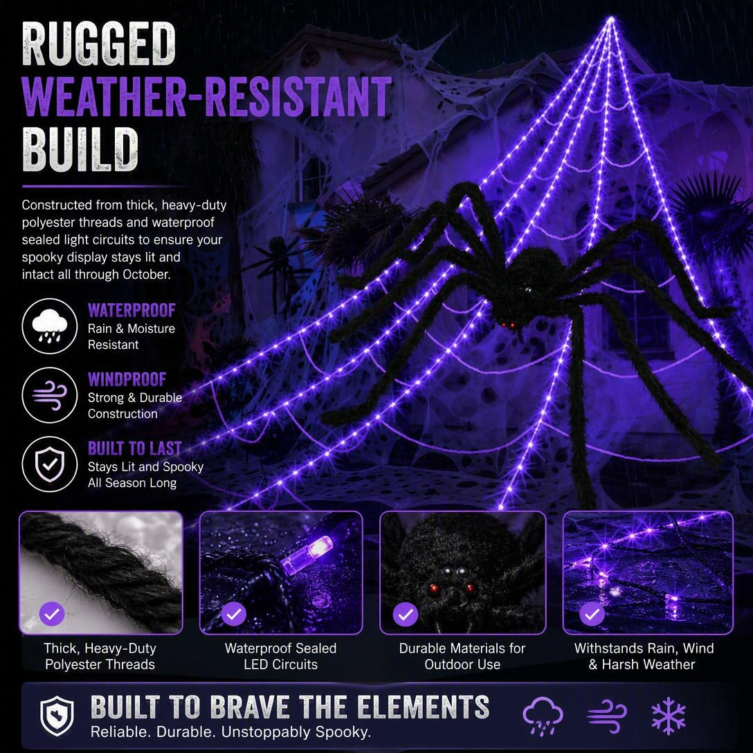 🎃🔥 Halloween Hot Sellers 👻🕷️Halloween glowing spider web lights--🥰