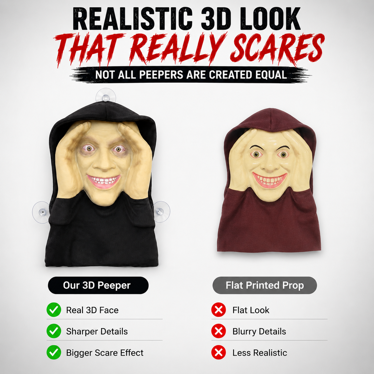 👻 Peeping Face Window Prank Prop – Realistic Halloween Suction Cup Scare Decoration