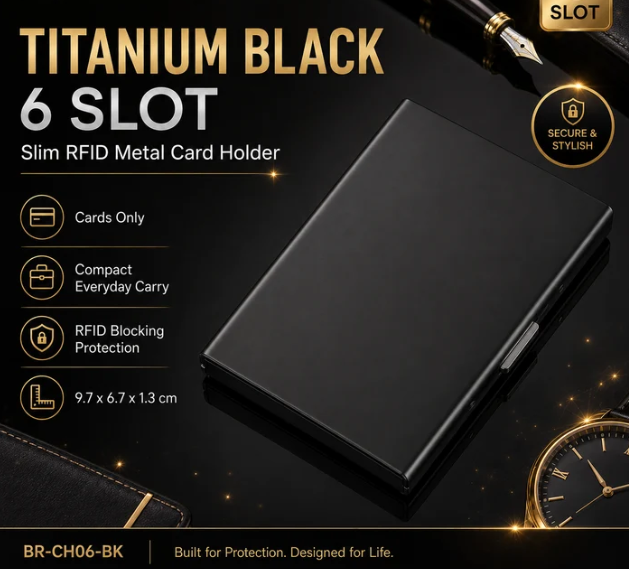 RFID Blocking Metal Card Holder – Slim Stainless Steel Wallet, 6/8/10 Slot