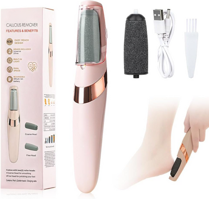 Electric Foot File – Rechargeable Callus Remover for Hard, Cracked Skin – at-Home Pedicure Kit for Smooth Feet (Men & Women) (Pink)