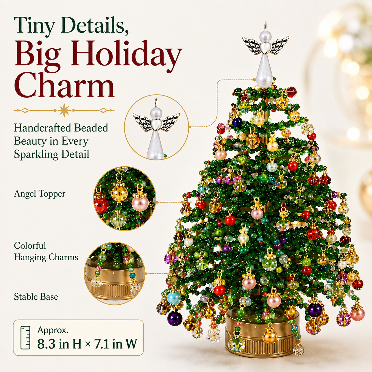 🎄 DIY Beaded Christmas Tree Craft Kit - Tabletop Holiday Decoration✨