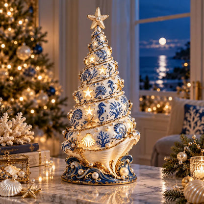 ⏳ Last Day 49% OFF – 🌊 Coastal Christmas Seashell Tree Projection Lamp