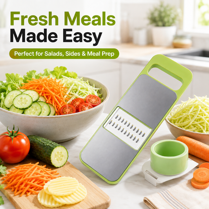 🥕 5-in-1 Multifunction Vegetable Slicer & Grater – Interchangeable Kitchen Food Prep Cutter