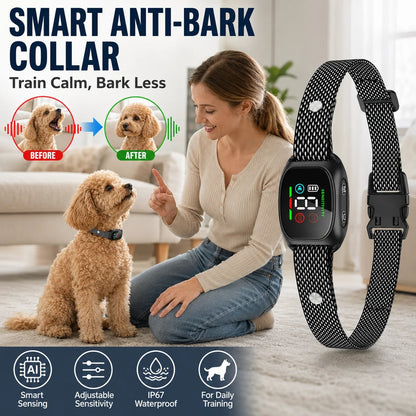 🛡️🐾 Anti Bark Collar – Smart anti‑false triggering filters out other barks. IP67 waterproof & USB rechargeable – worry‑free training anywhere! 💦✅