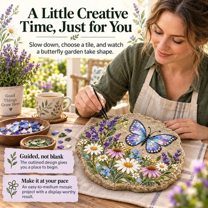 ⏳ Last Day 49% OFF – 🦋 Beginner-Friendly Butterfly Wildflower Mosaic DIY Kit | Complete Kit with Pre-Cut Tiles, Adhesive, Grout, Tools & Guide 🌼