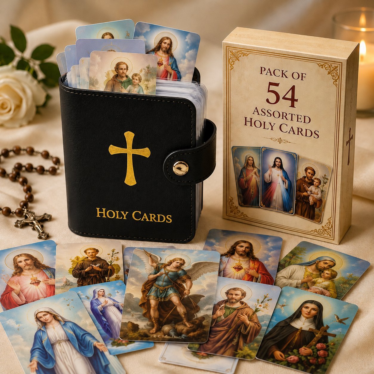 ✝️ Catholic Genuine Leather Holy Card Holder – Pocket Prayer Card Organizer with Snap Closure!!!