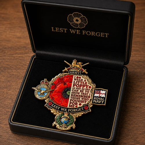 👑🌺British Armed Forces “Lest We Forget”  Tribute Metal Badge