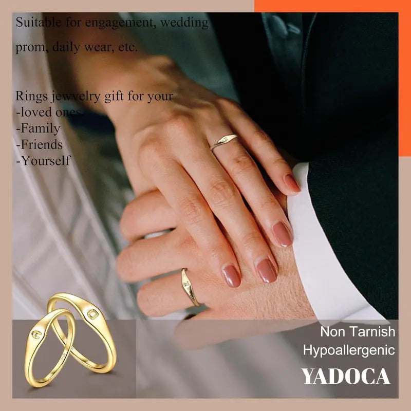 14 Karat Plated Gold Filled Initial Band Dainty Stacking Rings