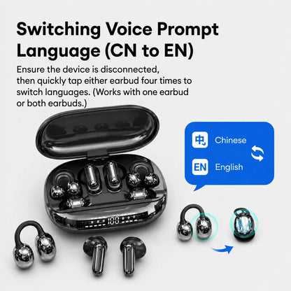 GT699S Bluetooth Wireless Earbuds with Chargeable Power Bank Case, 6 Earbuds, Clip-On Design, Noise Cancellation, Water Resistant, Reverse Phone Charging, Audio for Sports & Sleep, Android & iOS Compatible