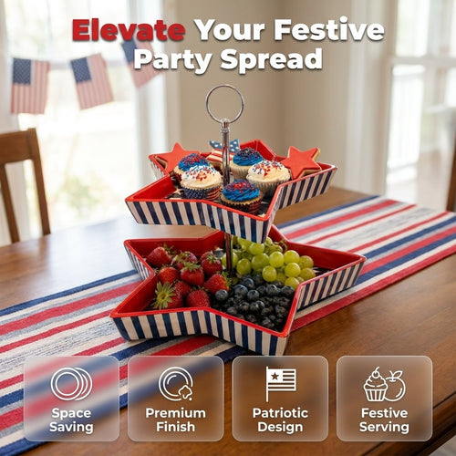 250th American Legacy Star Tray | Patriotic Two-Tier Serving Sculpture