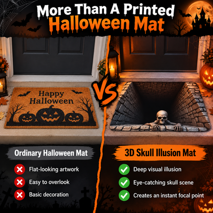 💀 3D Skull Trap Door Illusion Mat – Spooky Halloween Entrance Decor