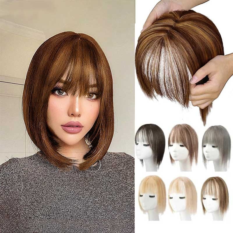 💥Superior Quality-Natural Hair Toppers With Bangs For Women