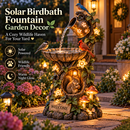 🚨Today Only: 49% OFF💥🐿️ Solar Birdbath Fountain Garden Decor – A Cozy Wildlife Haven for Your Yard