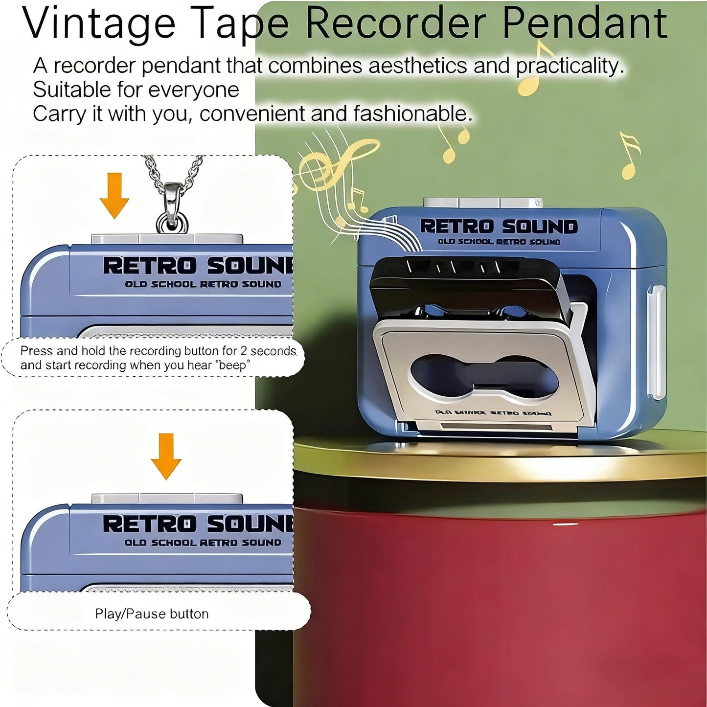 🔥LAST DAY 52% OFF🔥- Retro Recorder Keychain | Mini Cassette Music Player & Recorder