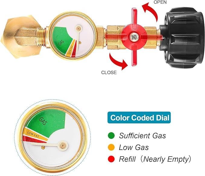💥 Propane Refill Adapter with Valve & Gauge
