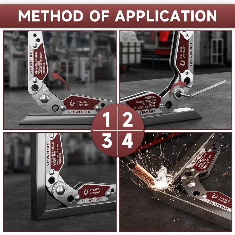 Adjustable Angle Welding Magnet – 20°–200° Magnetic Welding Holder with Locking Hex System