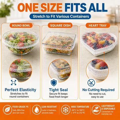 100Pcs Medium Reusable Elastic Plastic Bowl Covers