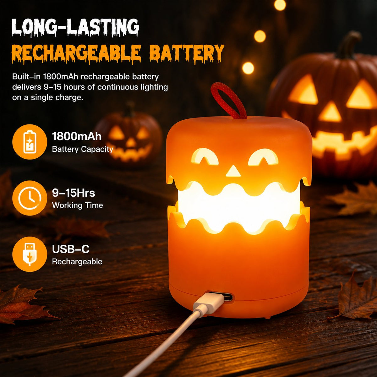 Rechargeable Halloween Pumpkin Lantern Light Collapsible Jack O Lantern🎃