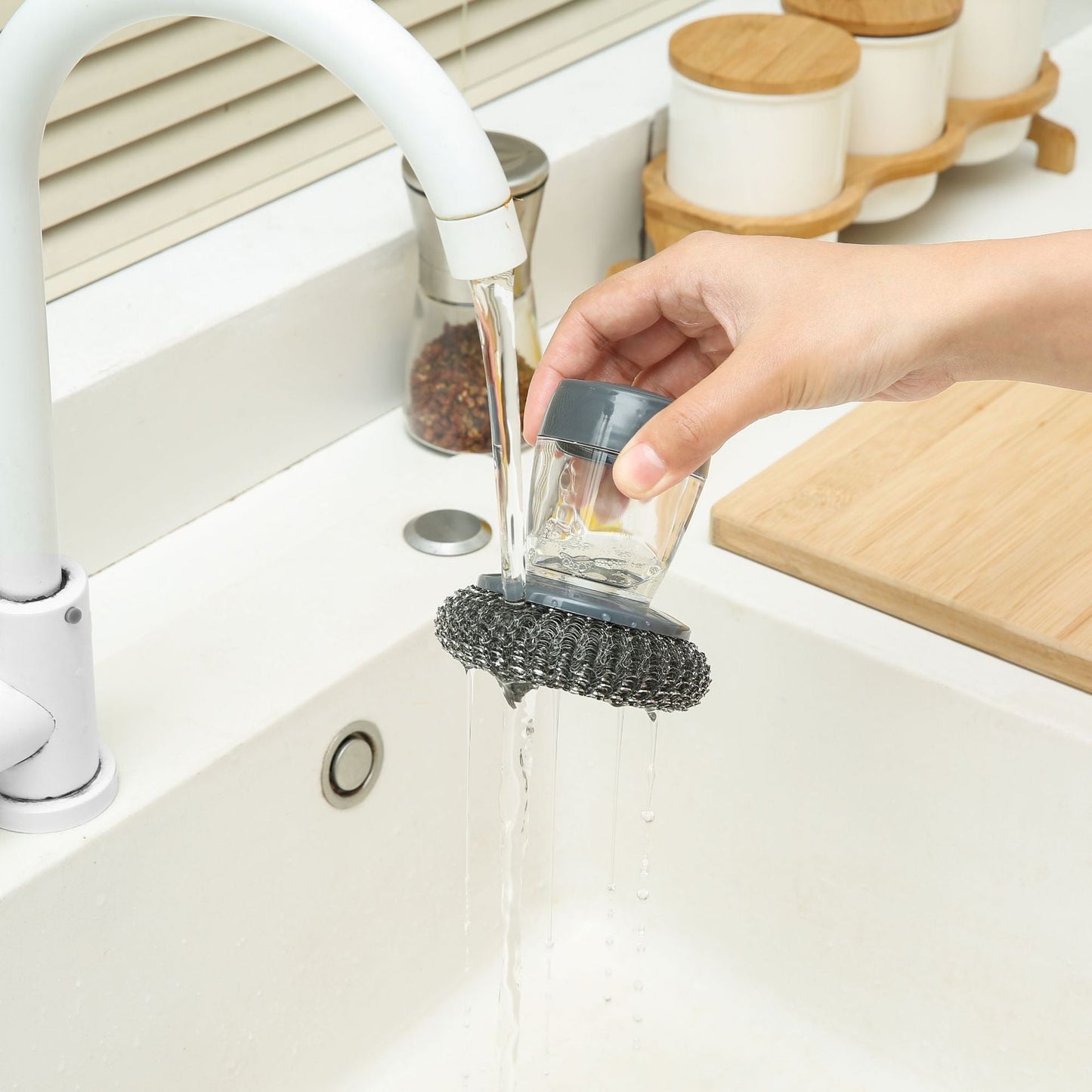 🏆Flash Sale⚡ 50K+ SOLD! 🧽 Comfort Grip Soap Dispensing Kitchen Scrub