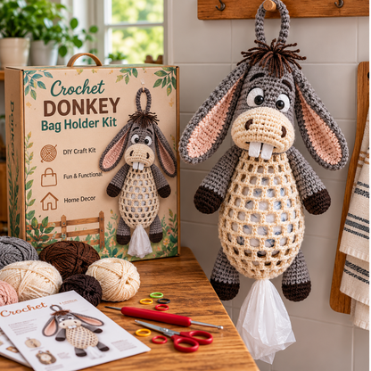 🔥Limited time 50% OFF🧶 Crochet Animal Bag Holder DIY Kit – 8 Adorable Animals, One Fun & Functional Kitchen Companion! 🐾